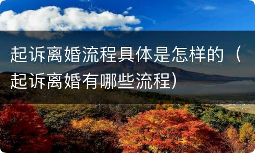 起诉离婚流程具体是怎样的（起诉离婚有哪些流程）
