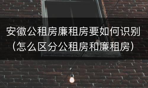 安徽公租房廉租房要如何识别（怎么区分公租房和廉租房）