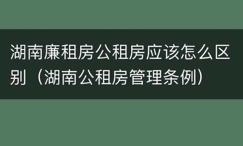 湖南廉租房公租房应该怎么区别（湖南公租房管理条例）