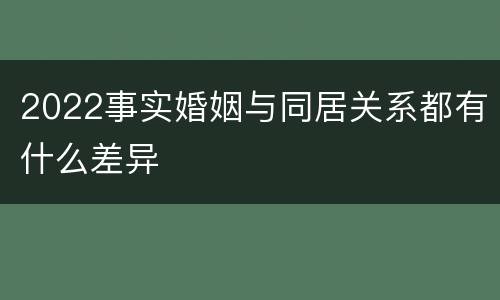 2022事实婚姻与同居关系都有什么差异