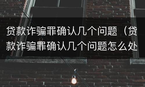 贷款诈骗罪确认几个问题（贷款诈骗罪确认几个问题怎么处理）