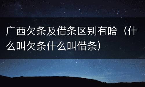 广西欠条及借条区别有啥（什么叫欠条什么叫借条）