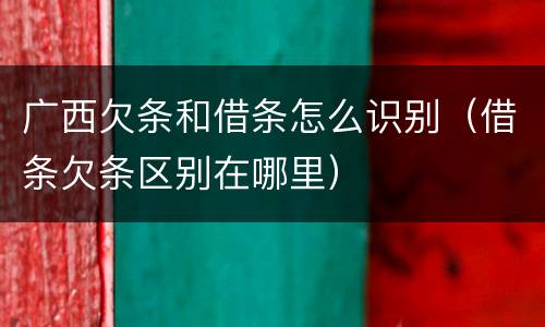 广西欠条和借条怎么识别（借条欠条区别在哪里）
