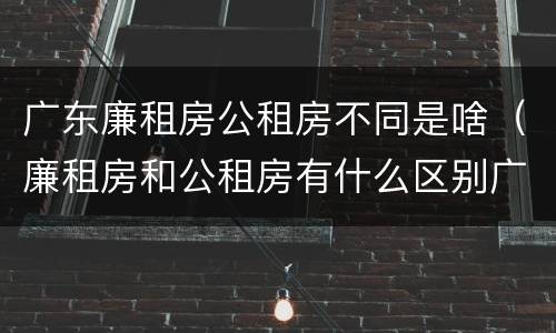 广东廉租房公租房不同是啥（廉租房和公租房有什么区别广州）