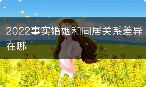 2022事实婚姻和同居关系差异在哪