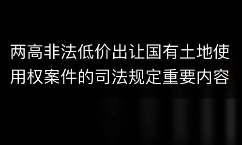 两高非法低价出让国有土地使用权案件的司法规定重要内容