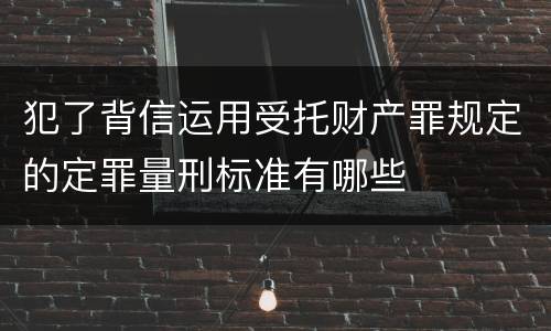 犯了背信运用受托财产罪规定的定罪量刑标准有哪些