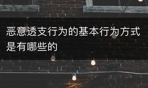 恶意透支行为的基本行为方式是有哪些的