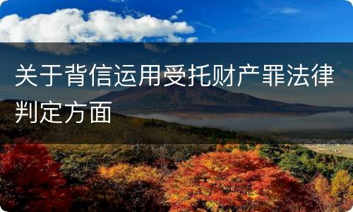 关于背信运用受托财产罪法律判定方面
