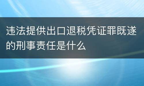 违法提供出口退税凭证罪既遂的刑事责任是什么