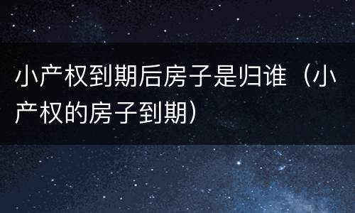 小产权到期后房子是归谁（小产权的房子到期）