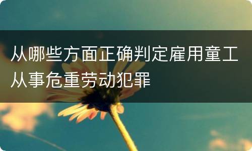 从哪些方面正确判定雇用童工从事危重劳动犯罪