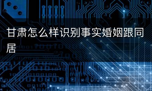 甘肃怎么样识别事实婚姻跟同居