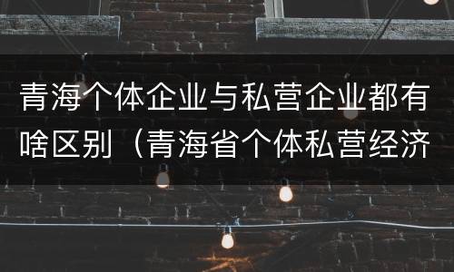 青海个体企业与私营企业都有啥区别（青海省个体私营经济协会）