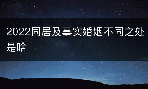 2022同居及事实婚姻不同之处是啥