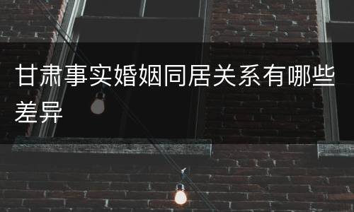 甘肃事实婚姻同居关系有哪些差异