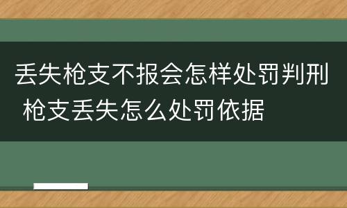 丢失枪支不报会怎样处罚判刑 枪支丢失怎么处罚依据