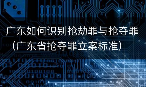 广东如何识别抢劫罪与抢夺罪（广东省抢夺罪立案标准）