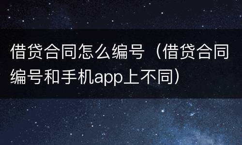 借贷合同怎么编号（借贷合同编号和手机app上不同）