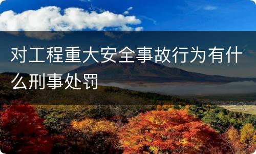对工程重大安全事故行为有什么刑事处罚
