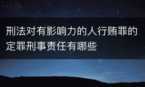 刑法对有影响力的人行贿罪的定罪刑事责任有哪些