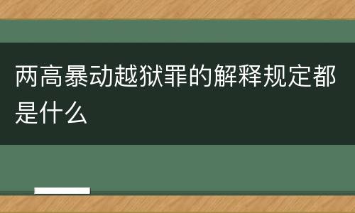 两高暴动越狱罪的解释规定都是什么