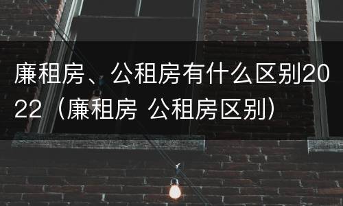 廉租房、公租房有什么区别2022（廉租房 公租房区别）
