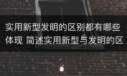 实用新型发明的区别都有哪些体现 简述实用新型与发明的区别