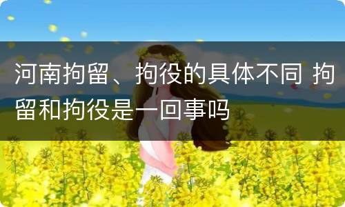 河南拘留、拘役的具体不同 拘留和拘役是一回事吗