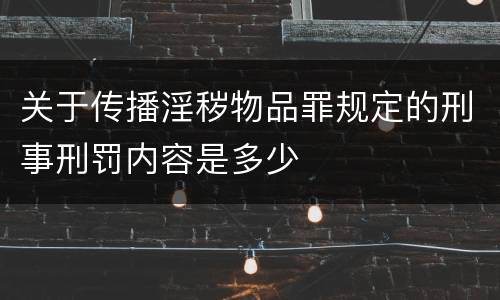 关于传播淫秽物品罪规定的刑事刑罚内容是多少