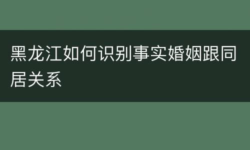 黑龙江如何识别事实婚姻跟同居关系