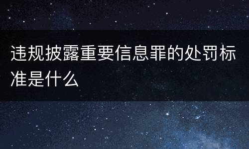 违规披露重要信息罪的处罚标准是什么