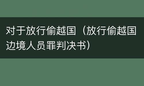 对于放行偷越国（放行偷越国边境人员罪判决书）