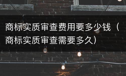 商标实质审查费用要多少钱（商标实质审查需要多久）
