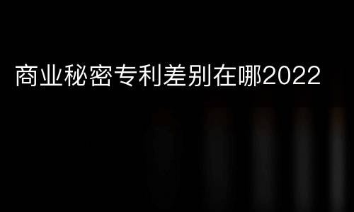 商业秘密专利差别在哪2022