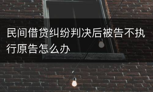 民间借贷纠纷判决后被告不执行原告怎么办