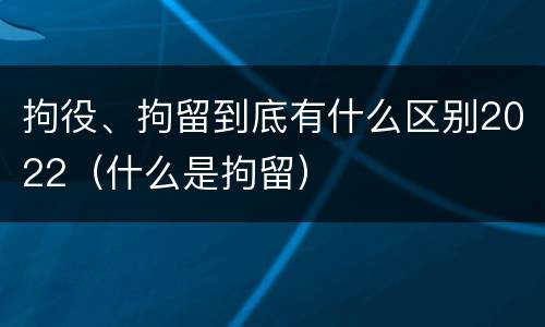 拘役、拘留到底有什么区别2022（什么是拘留）