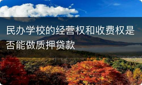 民办学校的经营权和收费权是否能做质押贷款 民办学校的经营权和收费权是否能做质押贷款
