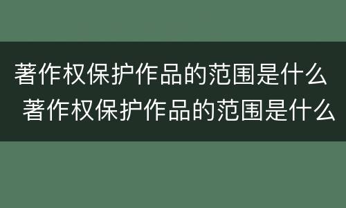 著作权保护作品的范围是什么 著作权保护作品的范围是什么意思