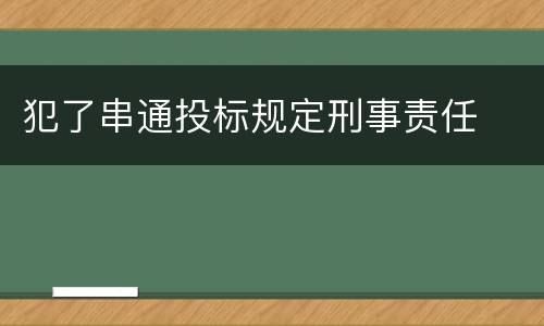 犯了串通投标规定刑事责任