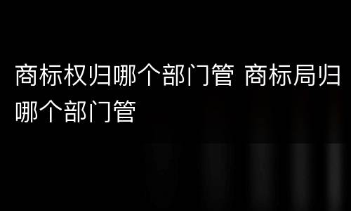 商标权归哪个部门管 商标局归哪个部门管