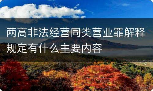 两高非法经营同类营业罪解释规定有什么主要内容
