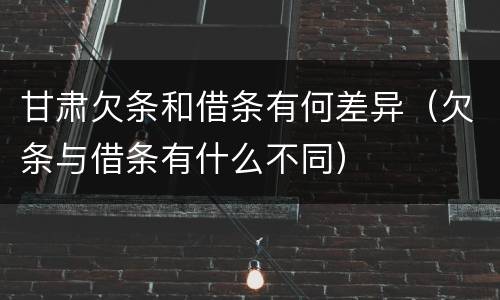 甘肃欠条和借条有何差异（欠条与借条有什么不同）
