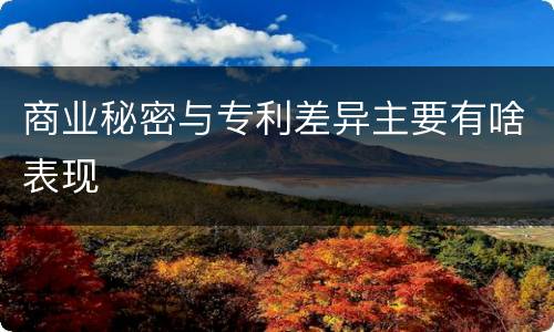 商业秘密与专利差异主要有啥表现