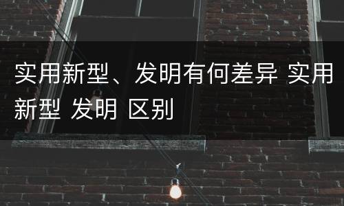 实用新型、发明有何差异 实用新型 发明 区别