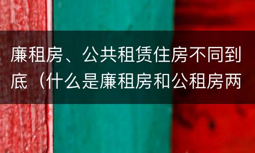 廉租房、公共租赁住房不同到底（什么是廉租房和公租房两个有什么特点）