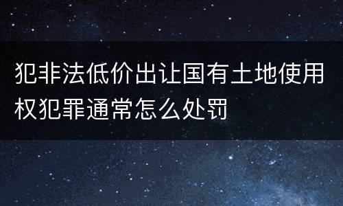 犯非法低价出让国有土地使用权犯罪通常怎么处罚