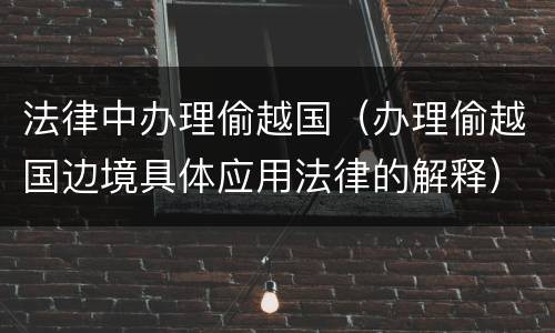 法律中办理偷越国（办理偷越国边境具体应用法律的解释）