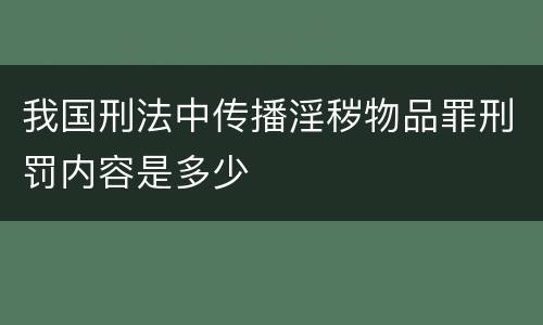 我国刑法中传播淫秽物品罪刑罚内容是多少