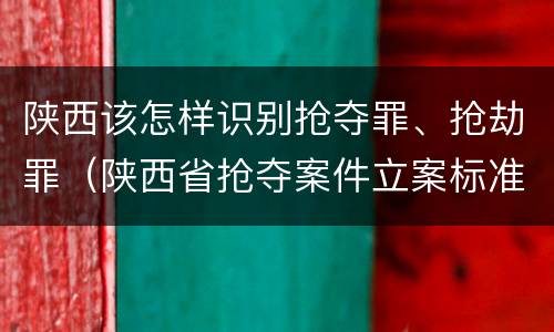 陕西该怎样识别抢夺罪、抢劫罪（陕西省抢夺案件立案标准）